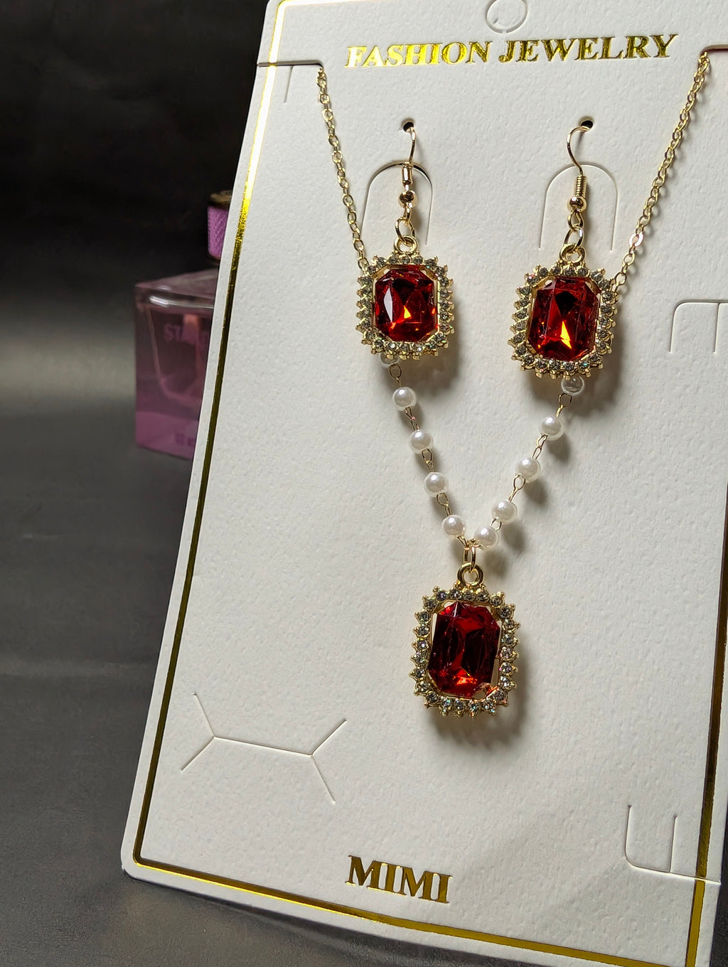 Red Stone Jewelry Set